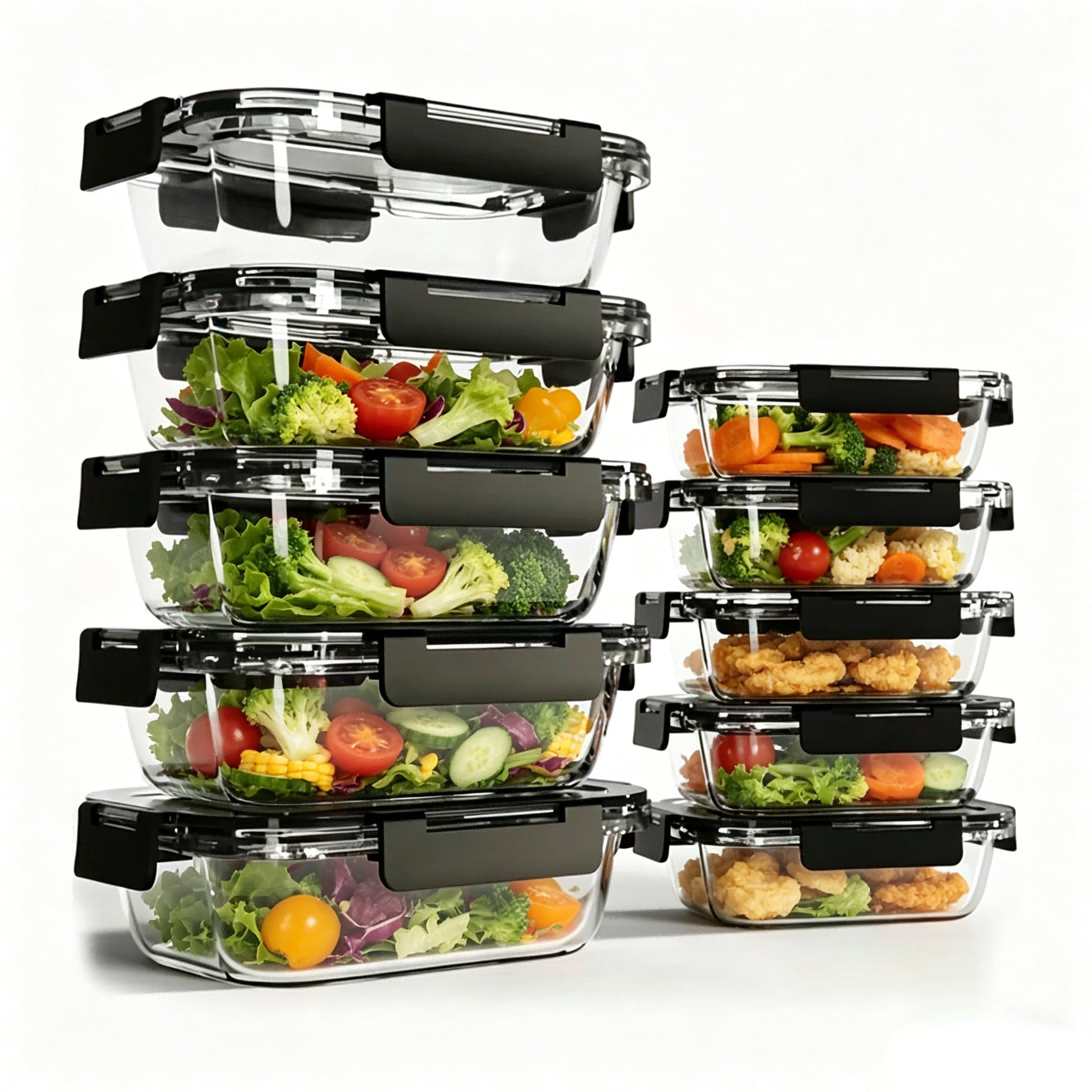 Meal Prep Oven Safe Containers - Set di 10 Contenitori in Vetro