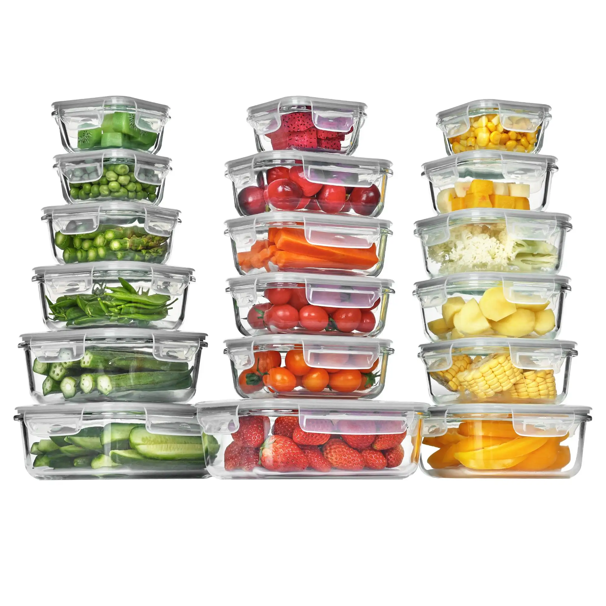 Meal Prep Oven Safe Containers - Confezione da 18 contenitori in vetro