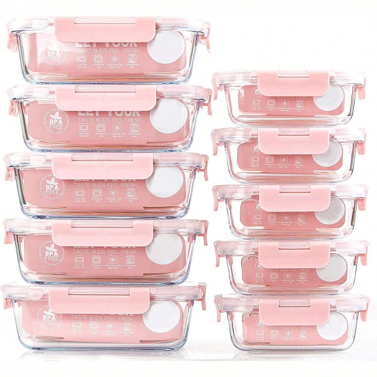 Meal Prep Kitchen - Confezione da 10 contenitori in vetro