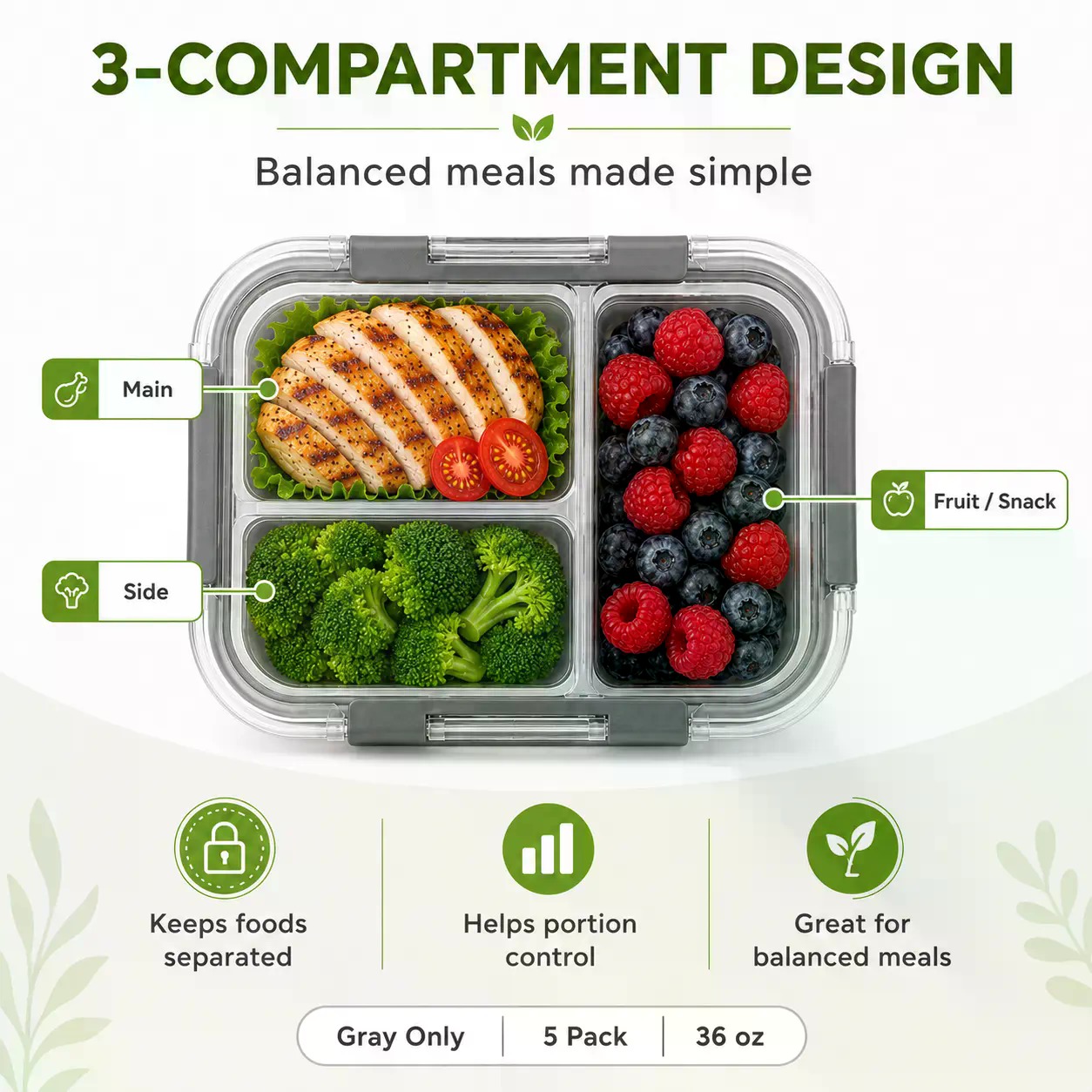 Set di 5 Contenitori Rettangol - Meal Prep Oven Safe Containers recensione e prezzo