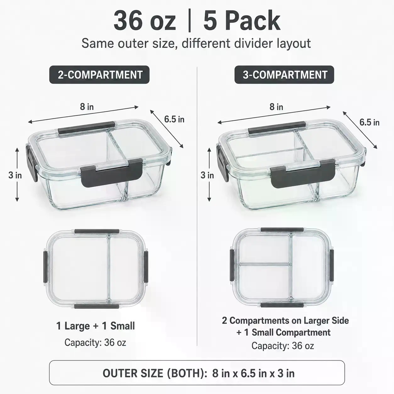 Set di 5 Contenitori Rettangol - Meal Prep Oven Safe Containers recensione e prezzo